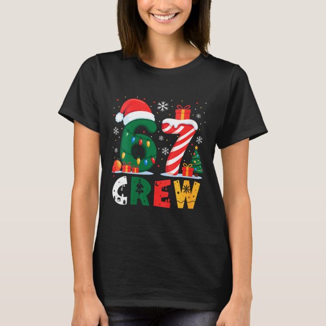 Camiseta Womens Christmas 67 Crew Brainrot Funny Candy Cane (Frente)