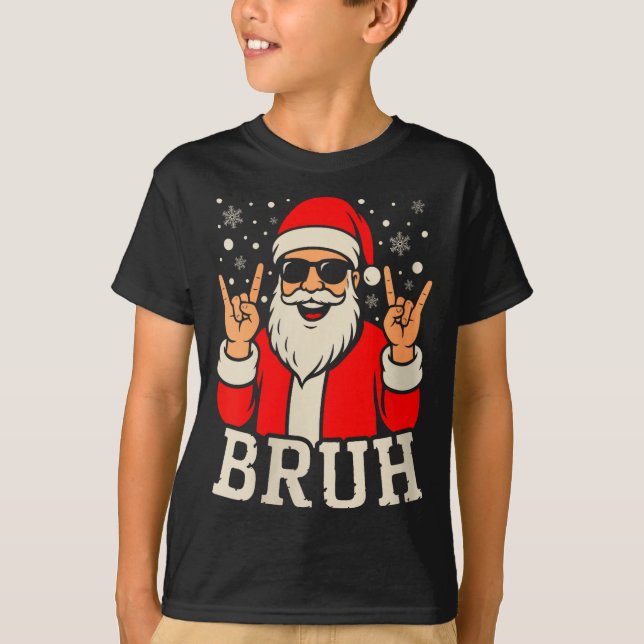 Camiseta Womens Christmas Bruh Meme Funny Santa Claus Teen  (Frente)