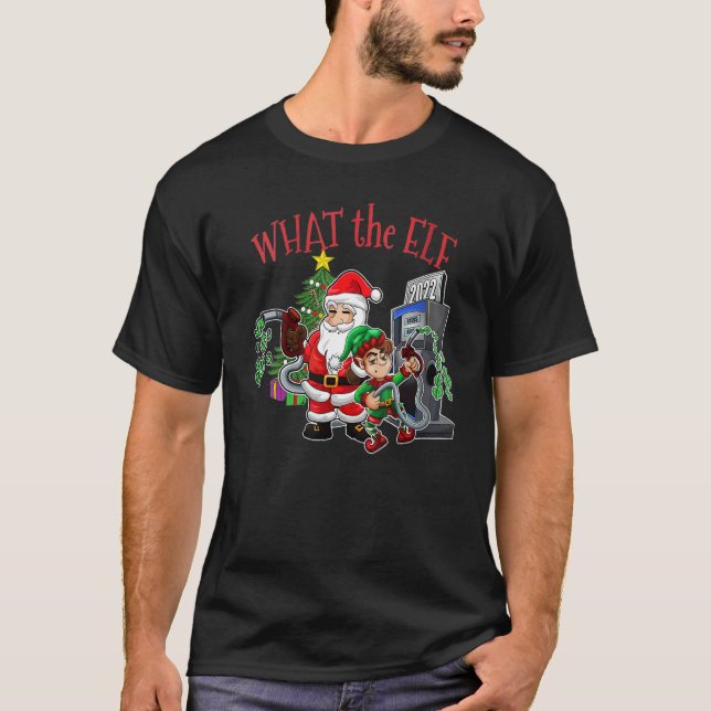 Camiseta Womens Christmas Expensive Gas  What The Elf Chris (Frente)