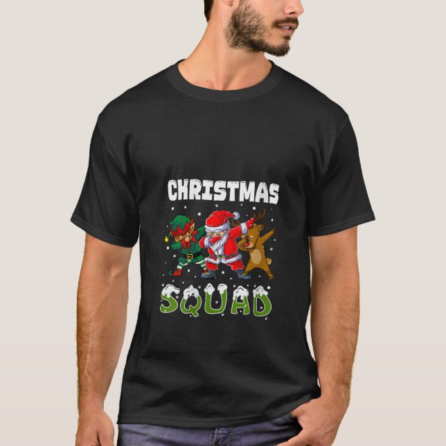 Camiseta Womens Christmas Squad Santa Dabbing Elf Family Ma (Frente)