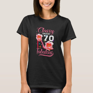Camiseta Womens Classy Sassy 70 Fabuloso 70 de aniversário