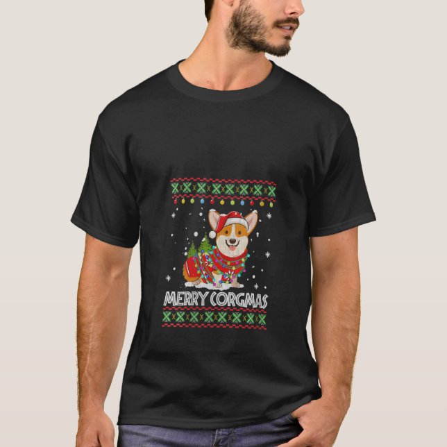 Camiseta Womens Corgi-Dog Feliz Corgmas Papais noeis Corgi- (Frente)