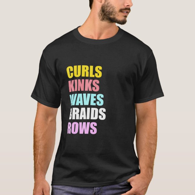 Camiseta Womens Curls Kinks Onda Braids Linhas Gráfico (Frente)