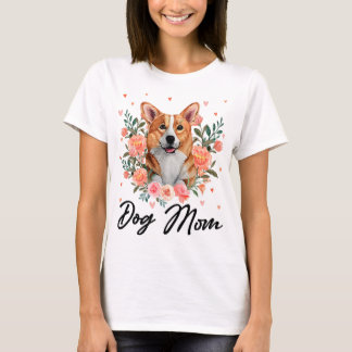Camiseta Womens Cute Welsh Corgi Mom Flower Dog Lover Gifts