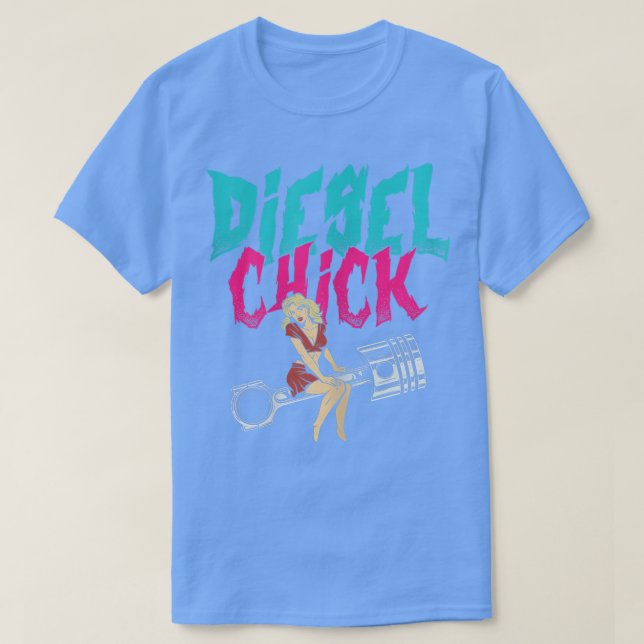 Camiseta Womens Diesel Chick Trucker Truck Driver Asphalt C (Frente do Design)