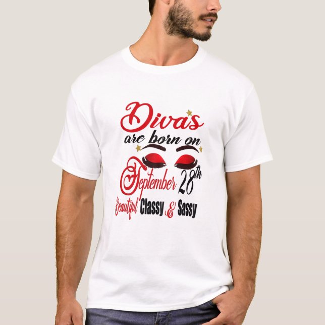 Camiseta Womens Divas Estão Nasceres Em 28 De Setembro De L (Frente)
