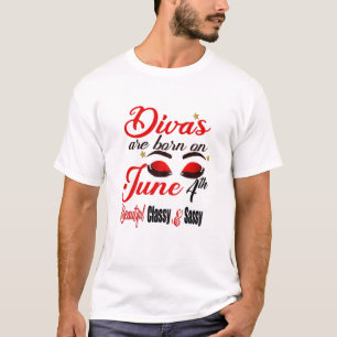 Camiseta Womens Divas São Nasceres Em 4 De Junho, Gemini Gi