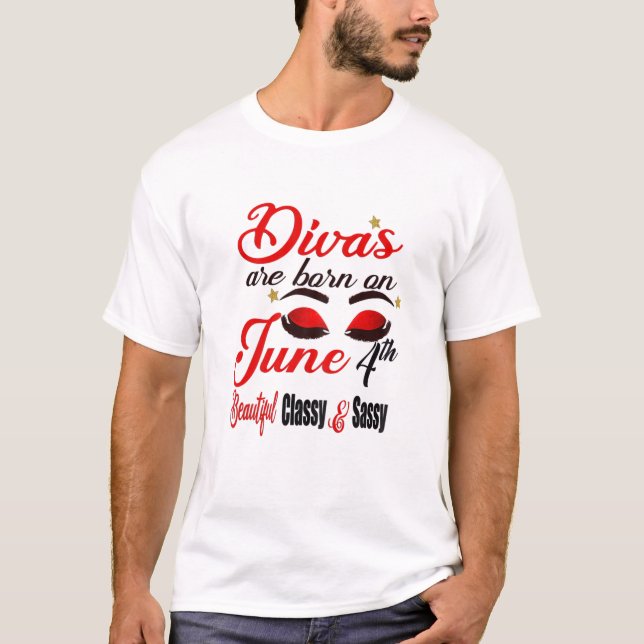 Camiseta Womens Divas São Nasceres Em 4 De Junho, Gemini Gi (Frente)