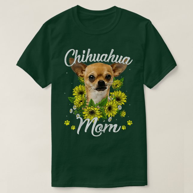 Camiseta Womens Dog Mom Mother's Day Gifts Sunflower Chihua (Frente do Design)