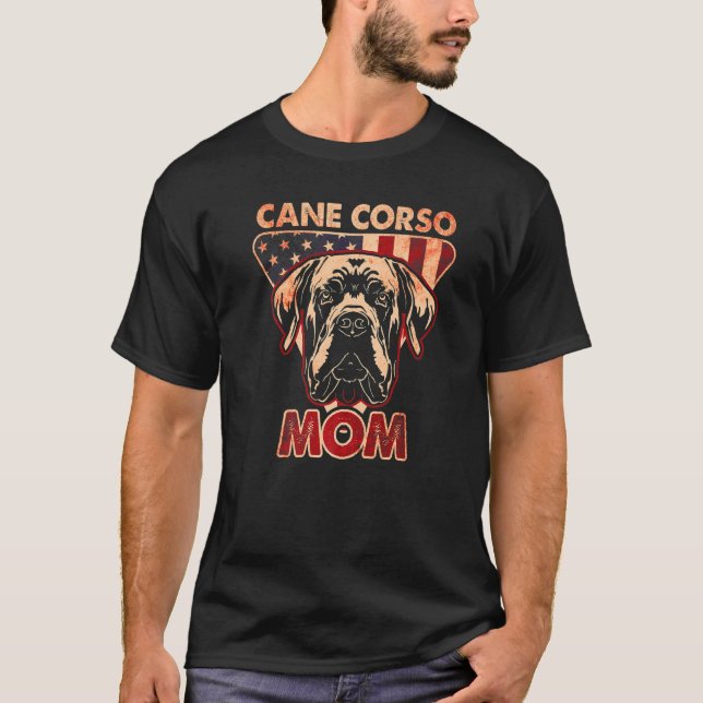 Camiseta Womens Dog  USA Flag Cane Corso Mom  3 (Frente)