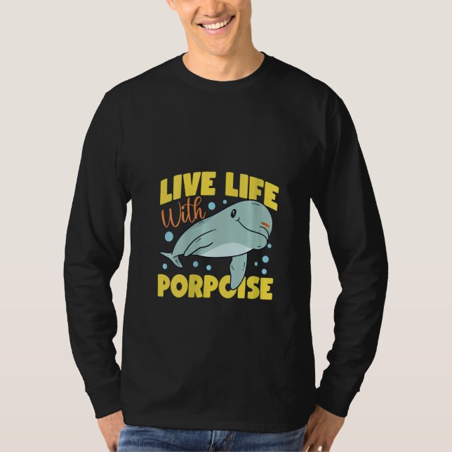 Camiseta Womens Dolphin Live Life With Porpoise V Neck (Frente)