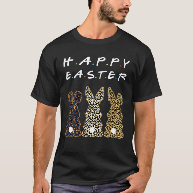 Camiseta Womens Easter Day Cute Bunny Rabbit Leopard (Frente)