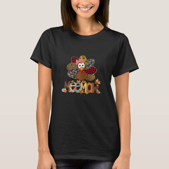 Camiseta Womens Fall Turkey Meemaw    Thanksgiving Doodle G (Frente)