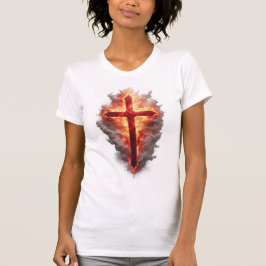 Camiseta Women's Flaming Christian Cross Tee Shirt