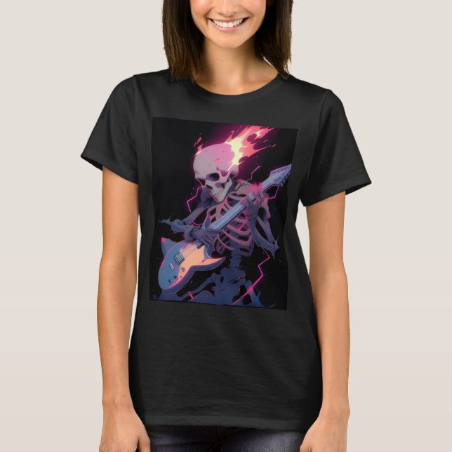 Camiseta women's flaming rock skeleton t-shirt (Frente)