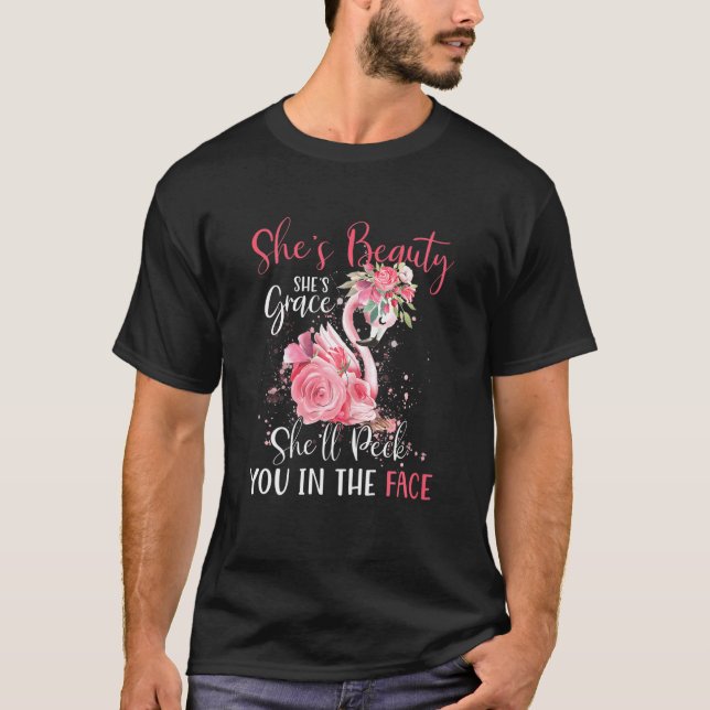 Camiseta Womens Flamingo Shes Beauty Shes Grace Shell Punch (Frente)