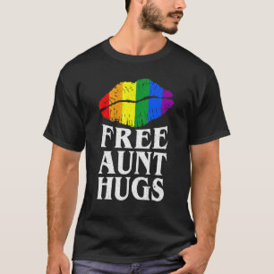 Camiseta Womens Free Tunt Hugs Lábios Rainbow Lgbt Orgulho 