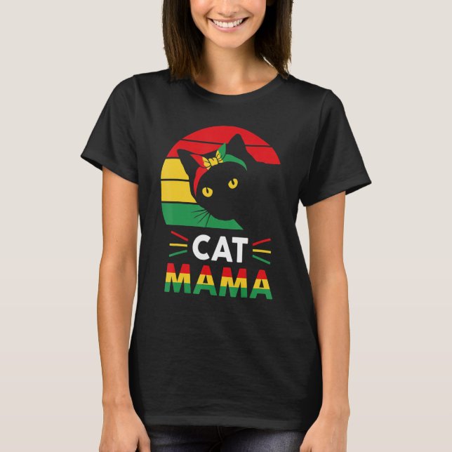 Camiseta Womens Funny Cat Mama Black History Month Women Mo (Frente)