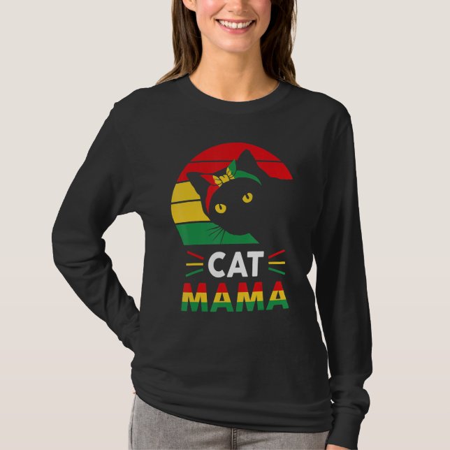 Camiseta Womens Funny Cat Mama Black History Month Women Mo (Frente)