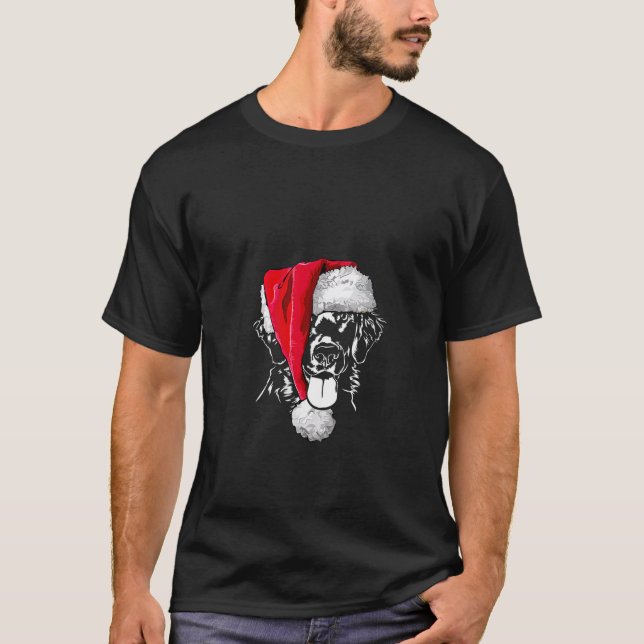 Camiseta Womens Funny Flat Coated Retriever Santa Christmas (Frente)