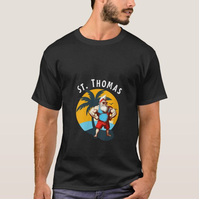 Camiseta Womens Funny Gnomes St Thomas Retro Buff Gnome Bir (Frente)