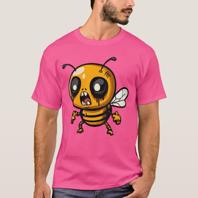 Camiseta Womens Funny Halloween Honey Bee Zombie Comic VNec (Frente)