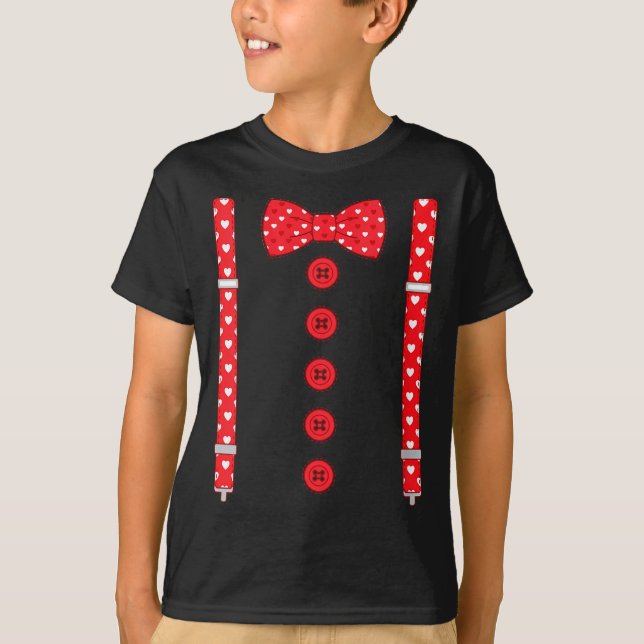 Camiseta Women's Funny Hearts Bow Tie Suspenders Valentine' (Frente)