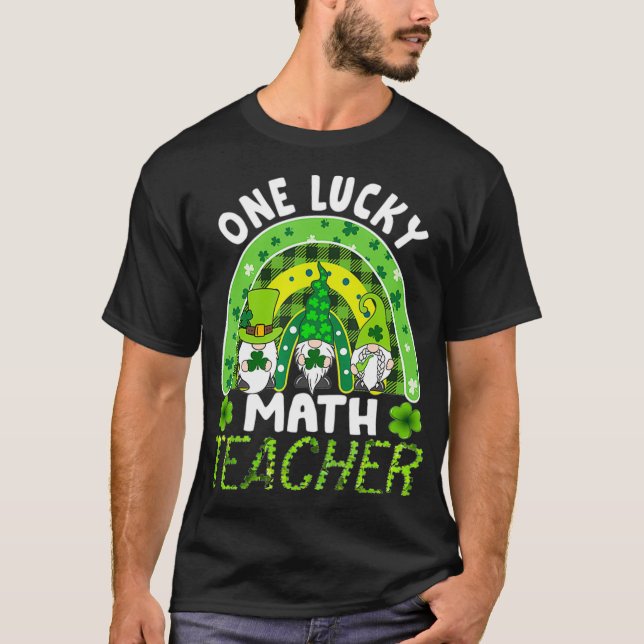Camiseta Womens Funny One Lucky Math Teacher Rainbow St Pat (Frente)