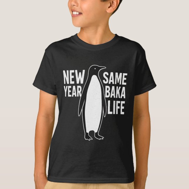 Camiseta Womens Funny Penguin New Year Baka Life Anime Styl (Frente)