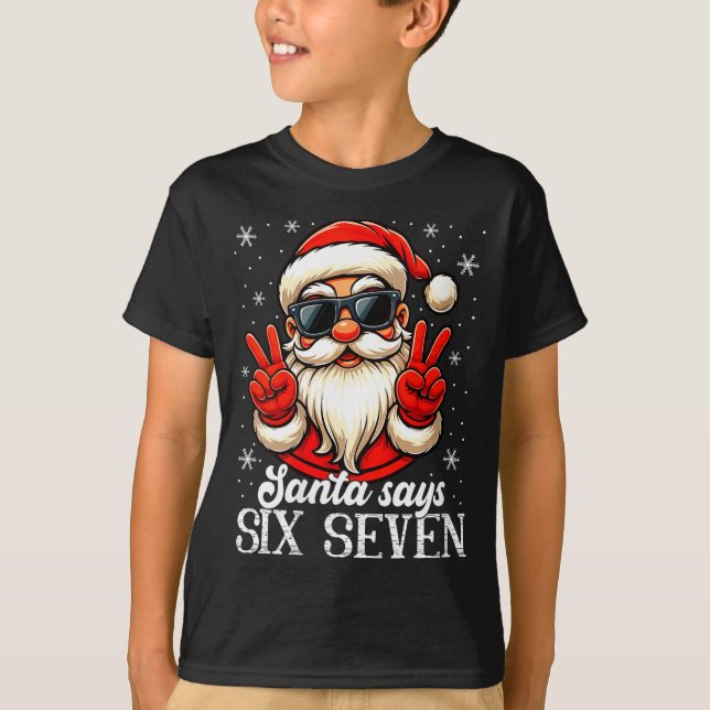 Camiseta Womens Funny Santa Says Six Seven Christmas 67 Mem (Frente)