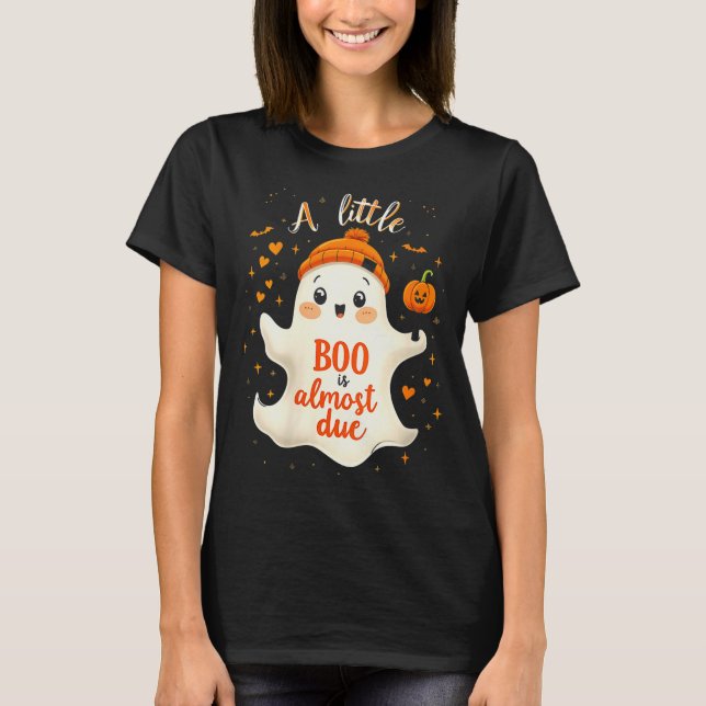 Camiseta Womens Funny Soky Pregnancy A Little Boo Is Almost (Frente)
