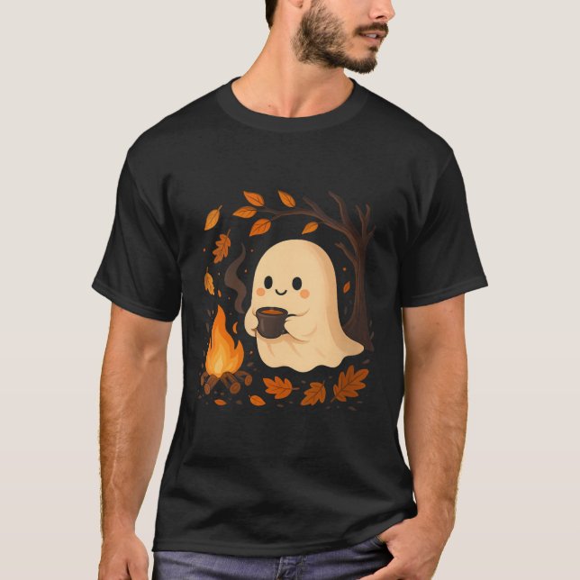 Camiseta Womens Ghost By Campfire With Mug V-neck  (Frente)