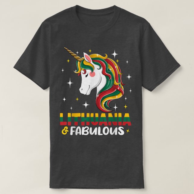 Camiseta Womens Girl Lithuanian Lithuania Flag Unicorn Wome (Frente do Design)