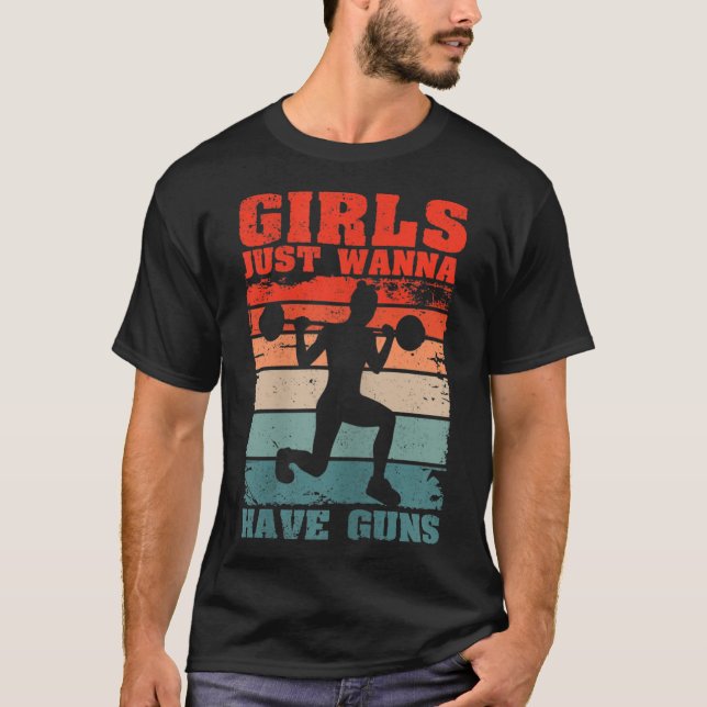Camiseta Womens Girls Just W Have Guns Funny Workout Girl G (Frente)