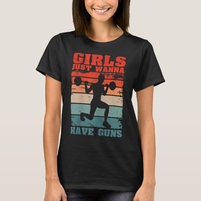Camiseta Womens Girls Just W Have Guns Funny Workout Girl G (Frente)