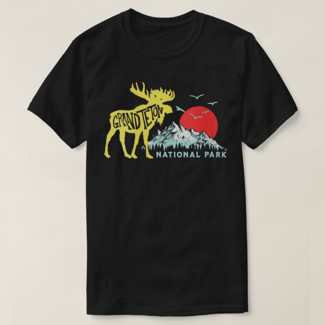 Camiseta Womens Grand Teton National Park Moose Mounts T (Frente do Design)
