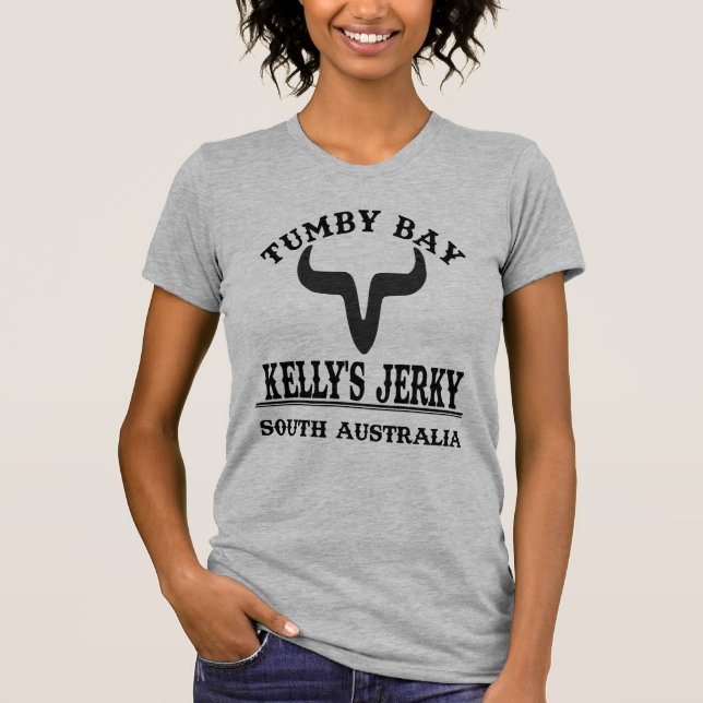 Camiseta Womens Grey shirt, Kelly's Jerky Tumby Bay (Frente)