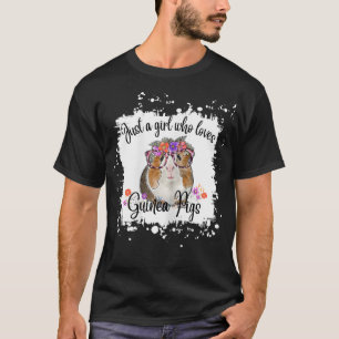 Camiseta Womens Guinea Pig With Glasses Flowers, Adorable G