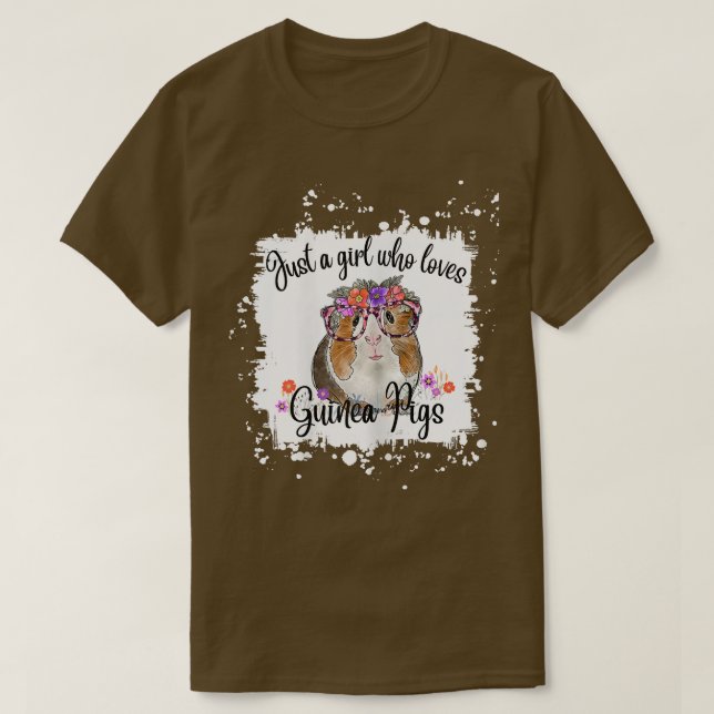 Camiseta Womens Guinea Pig With Glasses Flowers, Adorable G (Frente do Design)