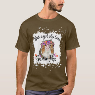 Camiseta Womens Guinea Pig With Glasses Flowers, Adorable G