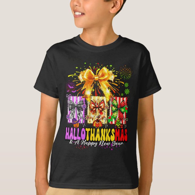 Camiseta Womens Hallothanksmas &amp; A Happy New Years Eve  (Frente)