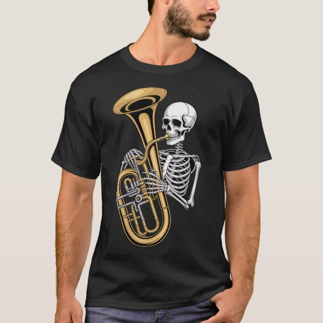 Camiseta Womens Halloween Skeleton Tuba Tubist V-neck  (Frente)
