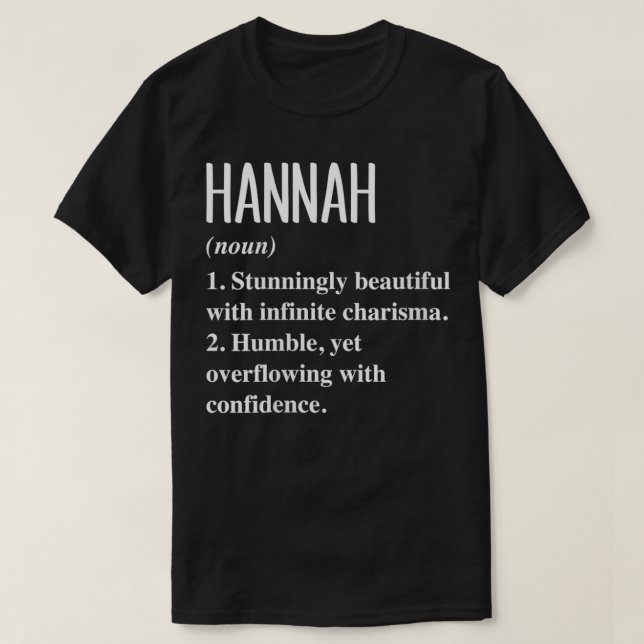 Camiseta Womens Hannah First Name Definição Personalizada G (Frente do Design)