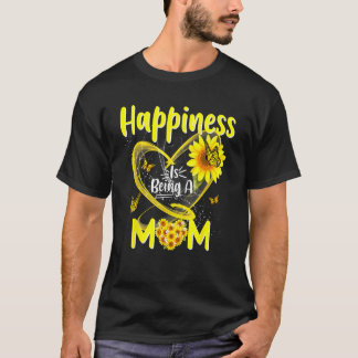 Camiseta Womens Happiness Is Being A Mom Sunflower Mother s