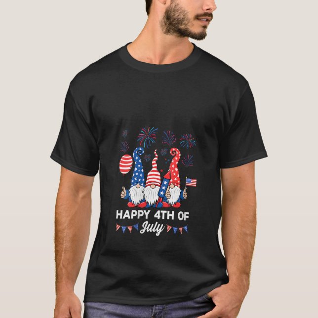 Camiseta Womens Happy 4th of July Red White Blue America Pa (Frente)