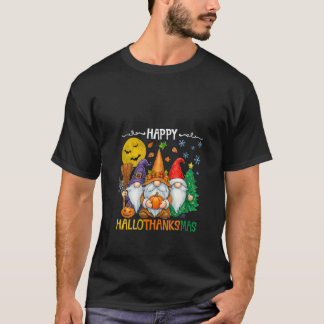 Camiseta Womens Happy Hallothanksmas Gnomes Lover Funny Hol