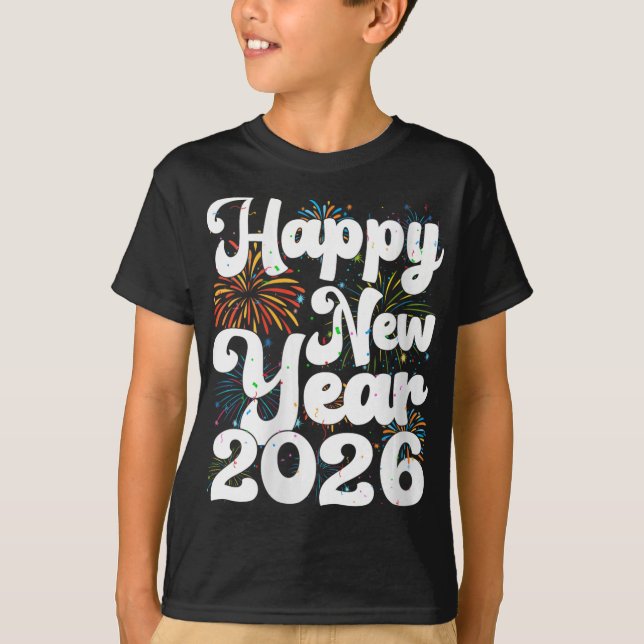 Camiseta Womens Happy New Year 2026 Nye Fireworks Cool New  (Frente)
