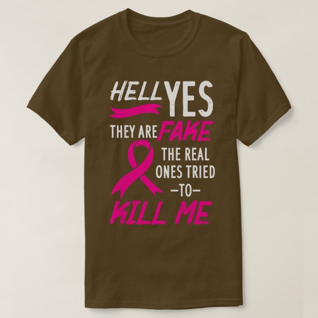 Camiseta Womens Hell Yes They Are Fake The Real Ones Tried  (Frente do Design)
