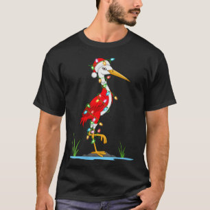 Camiseta Womens Heron Bird Xmas Lighting Papais noeis Costu