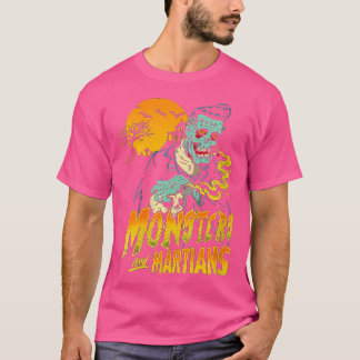 Camiseta Womens Horror Art - Logotipo Monstros Marcianos -